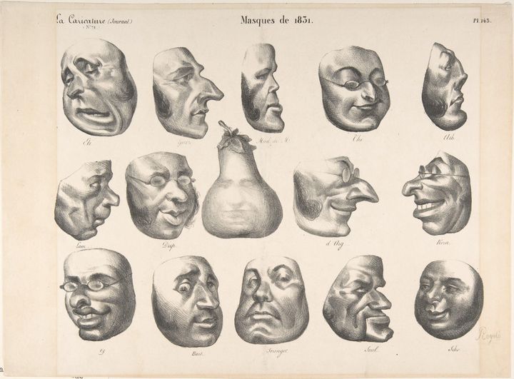 Honoré Daumier~Masks of 1831, publis - Classical art