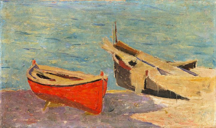 Henrique Pousão~Boats - Capri - Classical art
