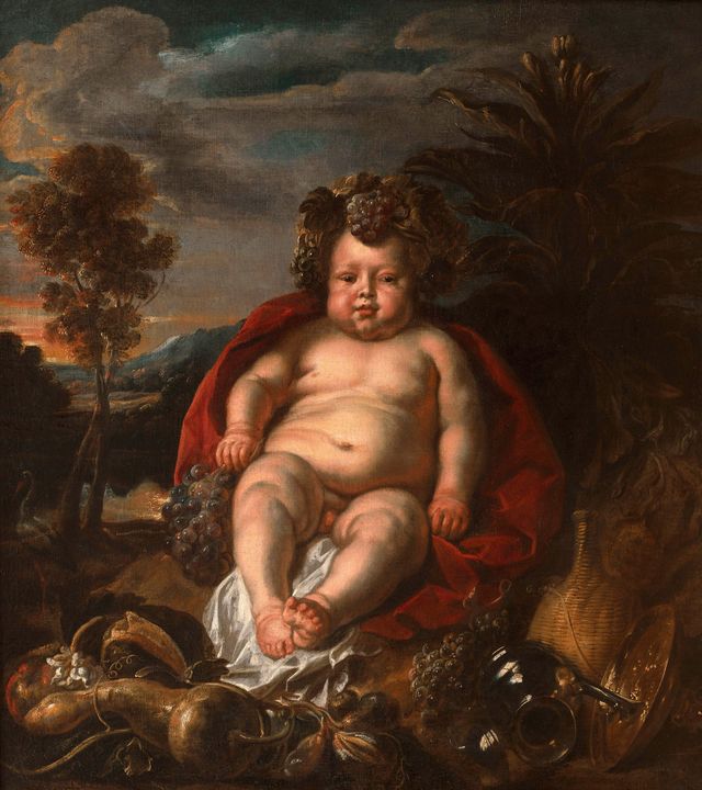 Jacob Jordaens~Bacchus as a child - Classical art - Paintings