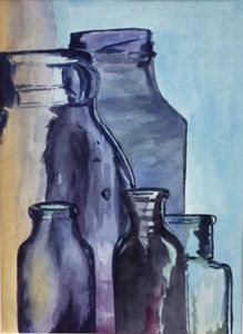 Blue Glass - Karin Minshull Original Watercolor paintings