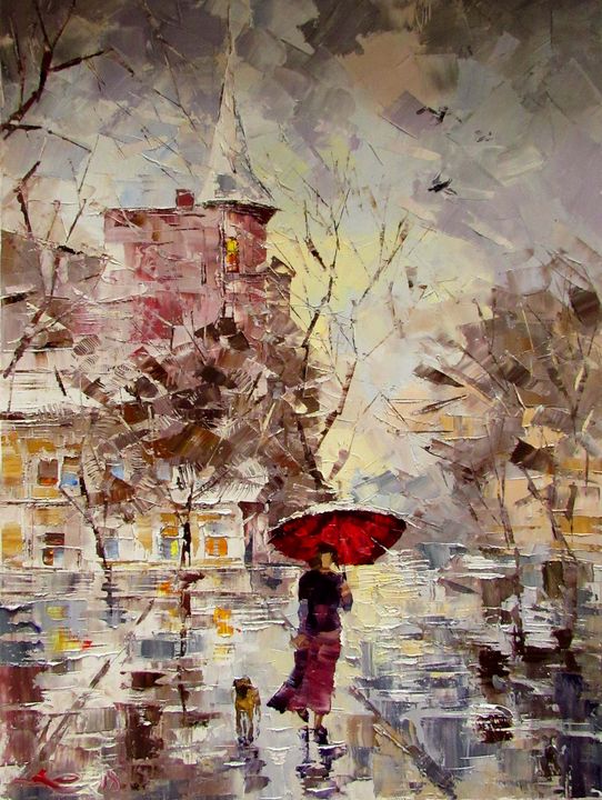 Red umbrella - Anna Kolos - Paintings & Prints, Landscapes & Nature ...