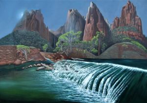 Small Waterfall off the mountain - Wendy Theisen Halsey
