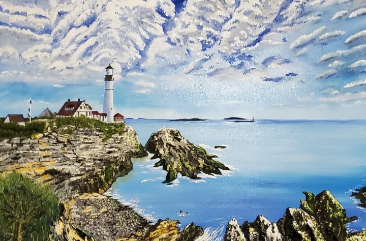 Cape Elizabeth lighthouse in Maine - Sofic art - Paintings & Prints ...