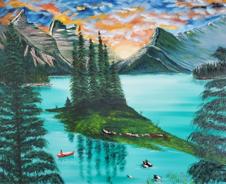 Maligne lake Canada - Sofic art
