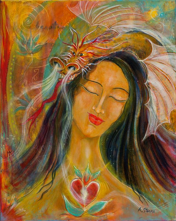 Kuan Yin and her Dragon Avilone s Artful Divine Paintings