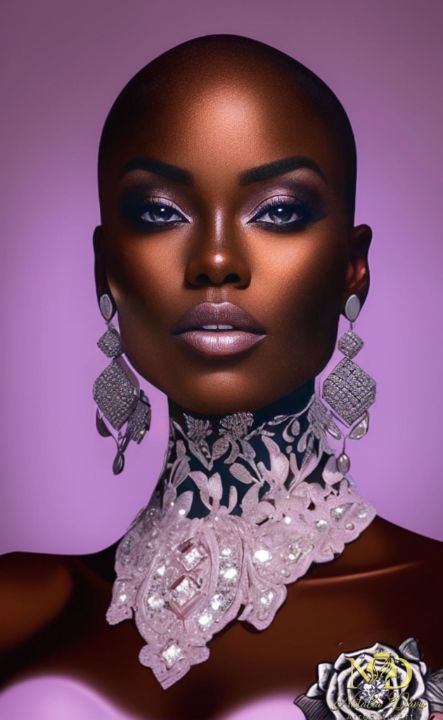 Black Bald Gorgeous Woman - Natalia Davis AfroFuturArt - Digital Art ...
