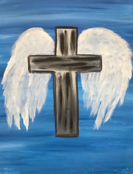 cool easy drawings of crosses with wings
