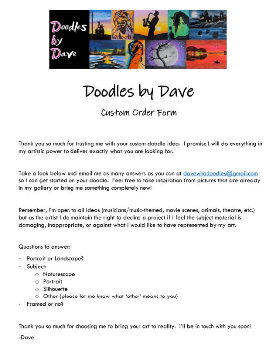 Custom Order Form - Doodles by Dave - Drawings & Illustration, Abstract ...