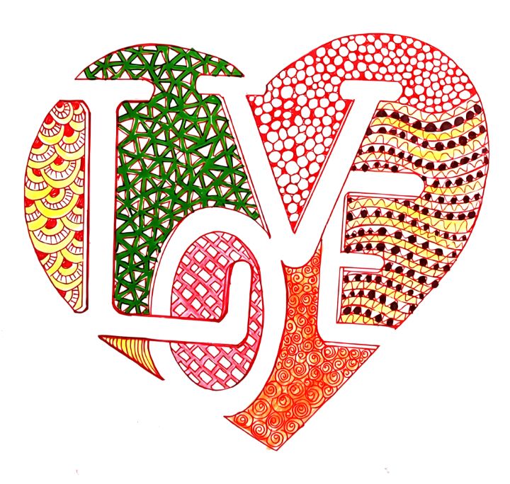 Love Heart Zentangle - Incraftboutique - Paintings & Prints