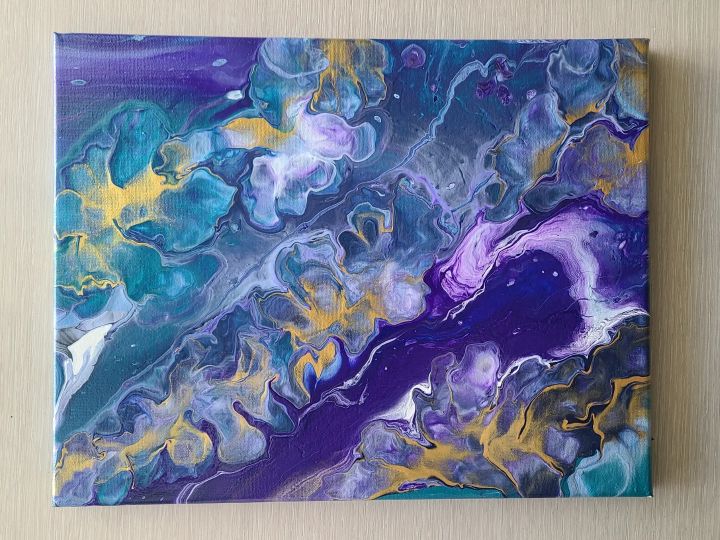 Paintings and Artwork acrylic “pour” painting signed by deals the artist