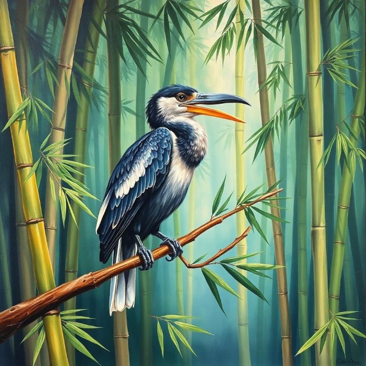Kingfisher Among Bamboo Stalks - Sean's Arts and Gifts - Digital Art ...