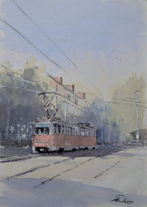 " Early start on the tram " - Andrew Lucas