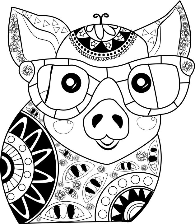 Coloring mandala art - Mandala Sketch - Digital Art, Animals, Birds, &  Fish, Farm Animals, Pigs - ArtPal