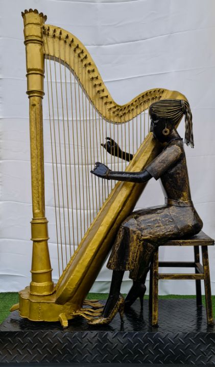 The Harpist ||Metal Sculpture - GBLagos
