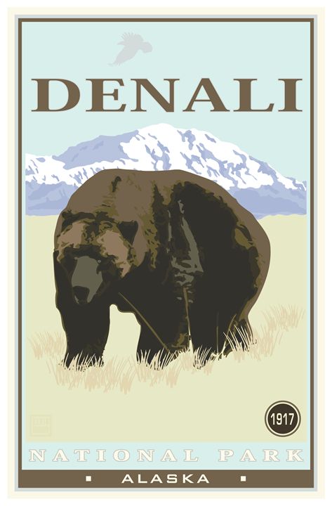Denali National Park - Vintage Travel by Kevin Brown Studio