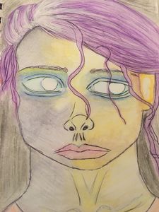 Purple haired Sad Girl.