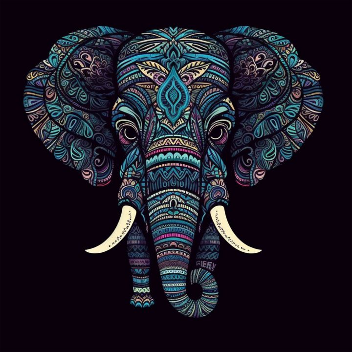Elefant, mandala pattern - Colibri Print