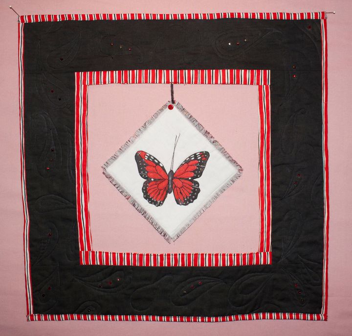 Red Monarch Butterfly Art Quilt - Donna Weber Designs