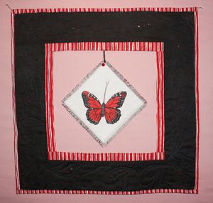 Red Monarch Butterfly Art Quilt