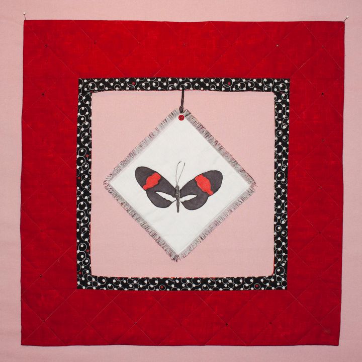 Red Postman Butterfly Art Quilt - Donna Weber Designs