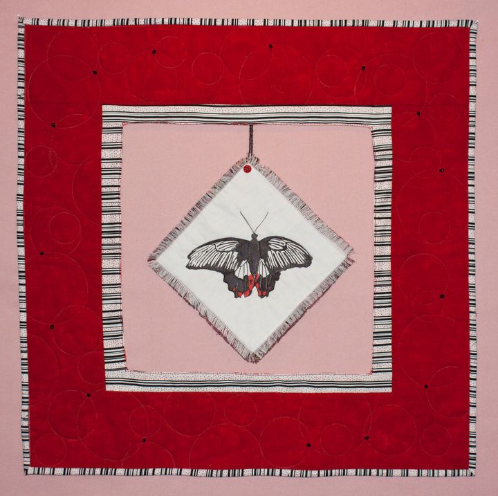 Scarlet Mormon Butterfly Art Quilt - Donna Weber Designs