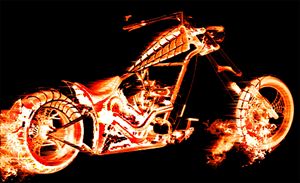 Motorcycle in flames
