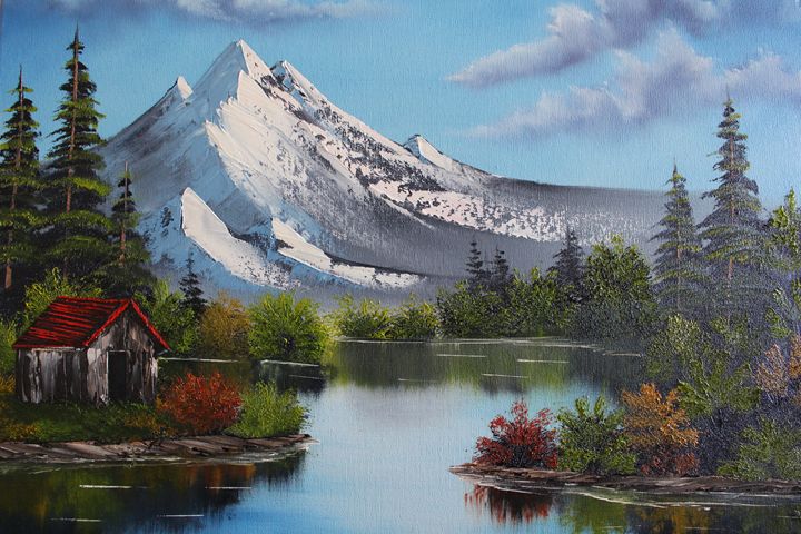 Mountain Reflection - Ashwini Biradar - Paintings & Prints, Landscapes ...