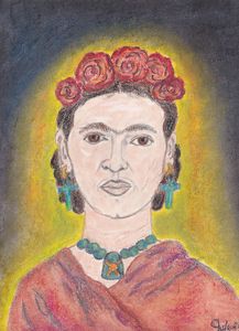 Pastel Painting of Frida Kahlo