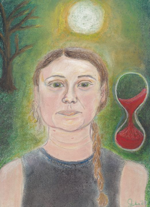 Pastel Painting of Greta Thunberg - Julene Allen