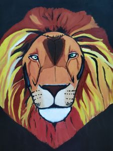loin on canvas in dramatic way