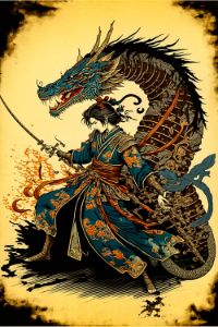 Samurai Warrior Fighting With Dragon - Athaya Design - Digital Art ...