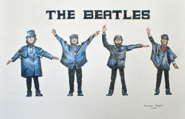 The Beatles Help Album Cover Art Sandra Hagan Paintings Prints Entertainment Music Legendary Bands Artpal