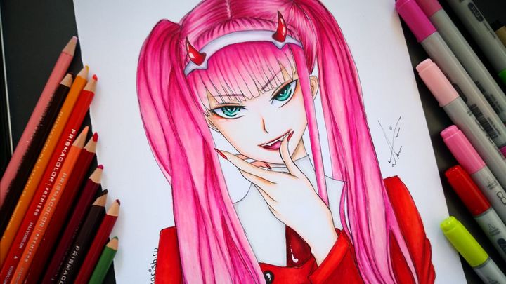 31+ Drawing - Zero Two Step By Step Darling In The Franxx Background