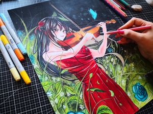 A Anime Girl Playing Violin