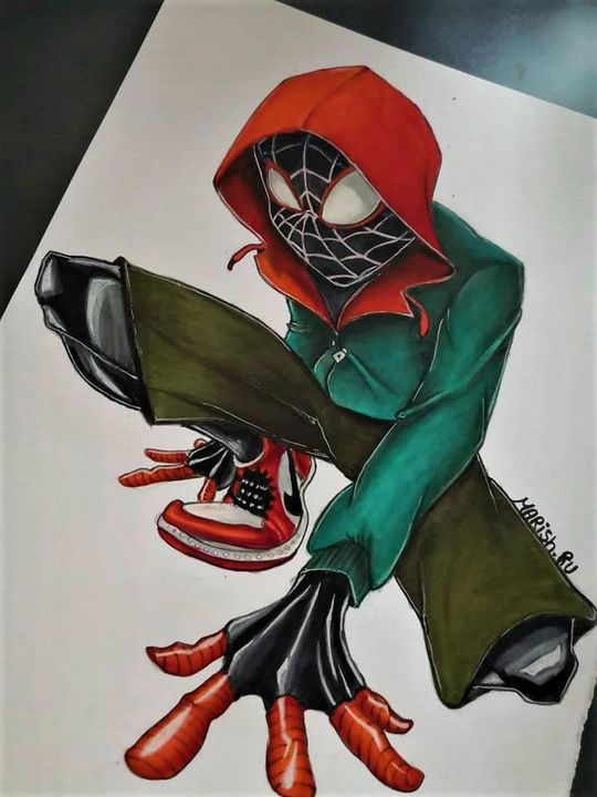 Spiderman into the spider verse  - Drawings & Illustration,  People & Figures, Animation, Anime, & Comics, Animation - ArtPal