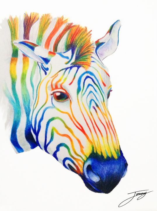 The Rainbow Zebra - CreativeKing - Drawings & Illustration, Animals, Birds,  & Fish, Zebras - ArtPal