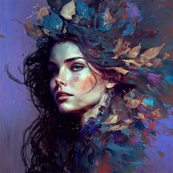 Illustration Acrylic Painting of Captivating Beauty in Digital