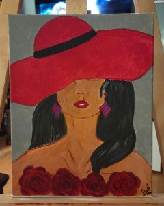 Woman in red hat - Ekaterina's bright canvas