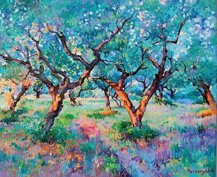 Magic Garden Olives Ksenia Yarovaya Paintings Prints Flowers Plants Trees Trees Shrubs Other Trees Shrubs Artpal