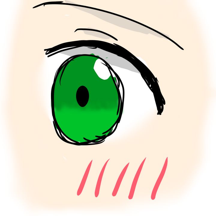 Close-up of a cute green anime eye