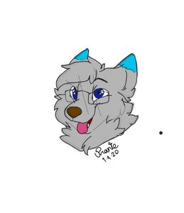 A Wolf with Blue ears