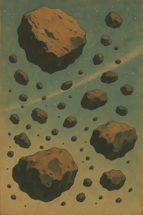 Space Rocks Draw Retro Space Rocks Celestial Canvas - Artful Vision - Digital Art & AI ...