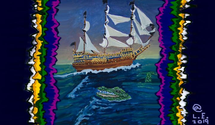 Sea Voyage Wallpaper - Fine Art and Illustrations by Lisa E.