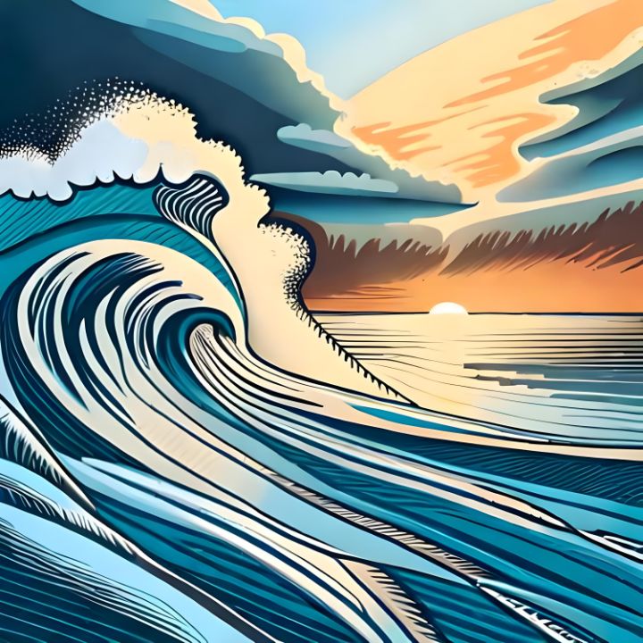 Ocean Wave Hand Drawing - Zino Nebezino