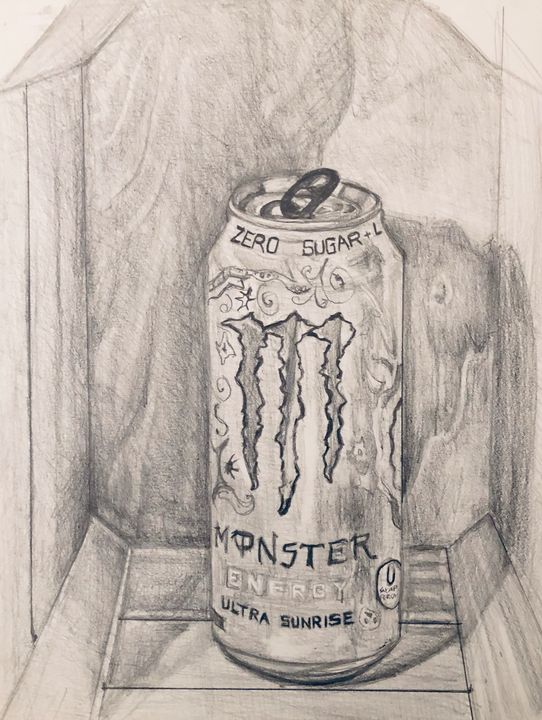 Drawing of Monster Energy Drink Can. J Eneas Art Drawings