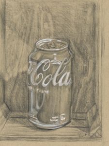 Charcoal Drawing Of A Coke Can. - J Eneas Art