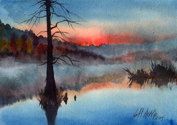 Morning Mist On Wall Doxey Pond Jeff Atnip Art Paintings Prints Landscapes Nature Lakes Ponds Artpal