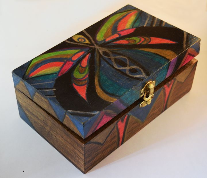 Colorful Wooden Box - Hajna V. Csorba, Artist. - Crafts & Other