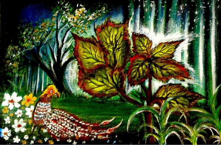 "Golden red Pheasant in The  Jungle" - Ishi's Art Work