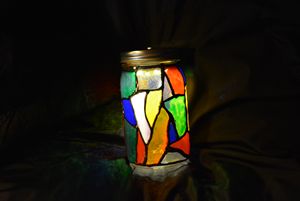 Mason Jar Stained Glass LED Lamp - T M Rogers Artfx